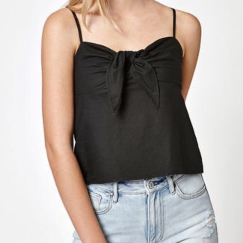 Brandy Melville Black Tie Front Top
